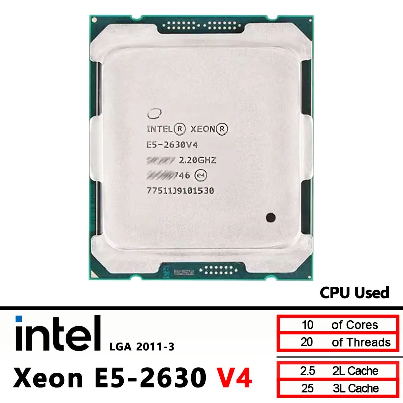 

Intel Xeon E5 2630 V4 Used 2630V4 2.2GHz 10-Cores LGA 2011-3 cpu processor