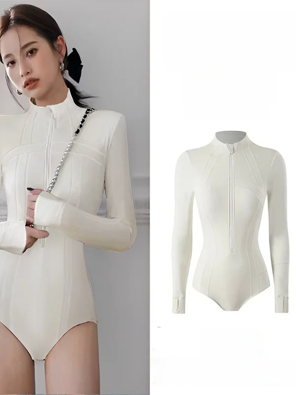 

Профессиональный гидрокостюм для серфинга с высоким воротником и длинными рукавами, женский цельный быстросохнущий костюм для дайвинга, солнцезащитный костюм UPF50, защита от медуз