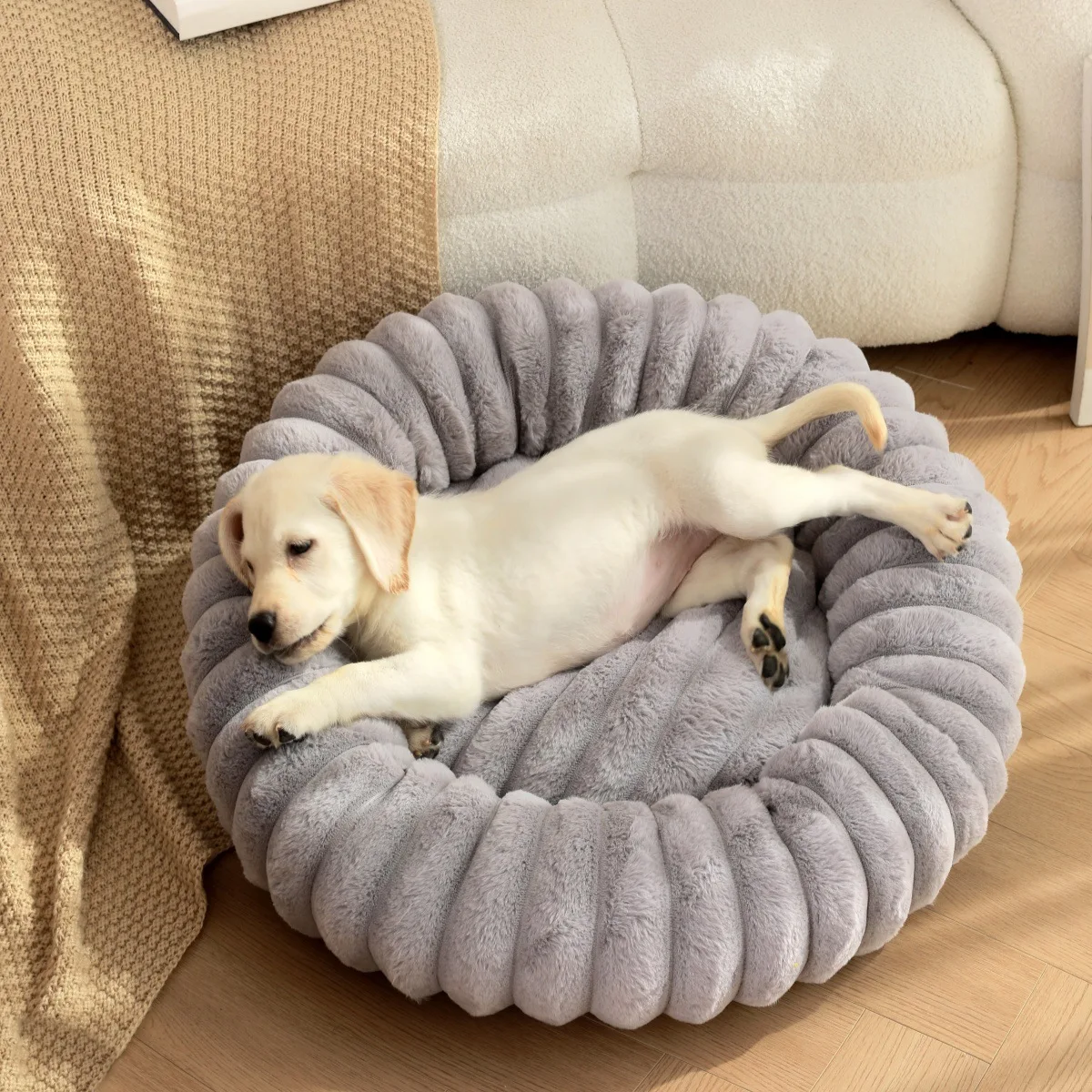 

Round Nest Warm Bed For Small Medium Dogs Pumpkin Design 40-60cm Fleece Cats Dogs Cozy Sleeping Bed Mat Fluffy Pet Sofa Supplies