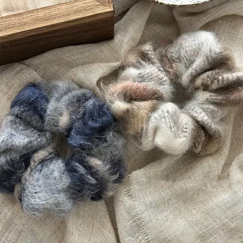 1/2pcs Wool Blend Scrunchie Vintage Cozy Style Perfect Daily Looks Warm Hair Accessory Women Bohemian Comfort Inspired Outfits