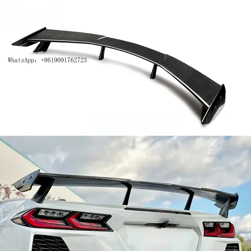 

Carbon Fiber High Wing Rear Trunk Spoiler for Corvette C8 2020 2021 Car Exterior Accessoriescustom