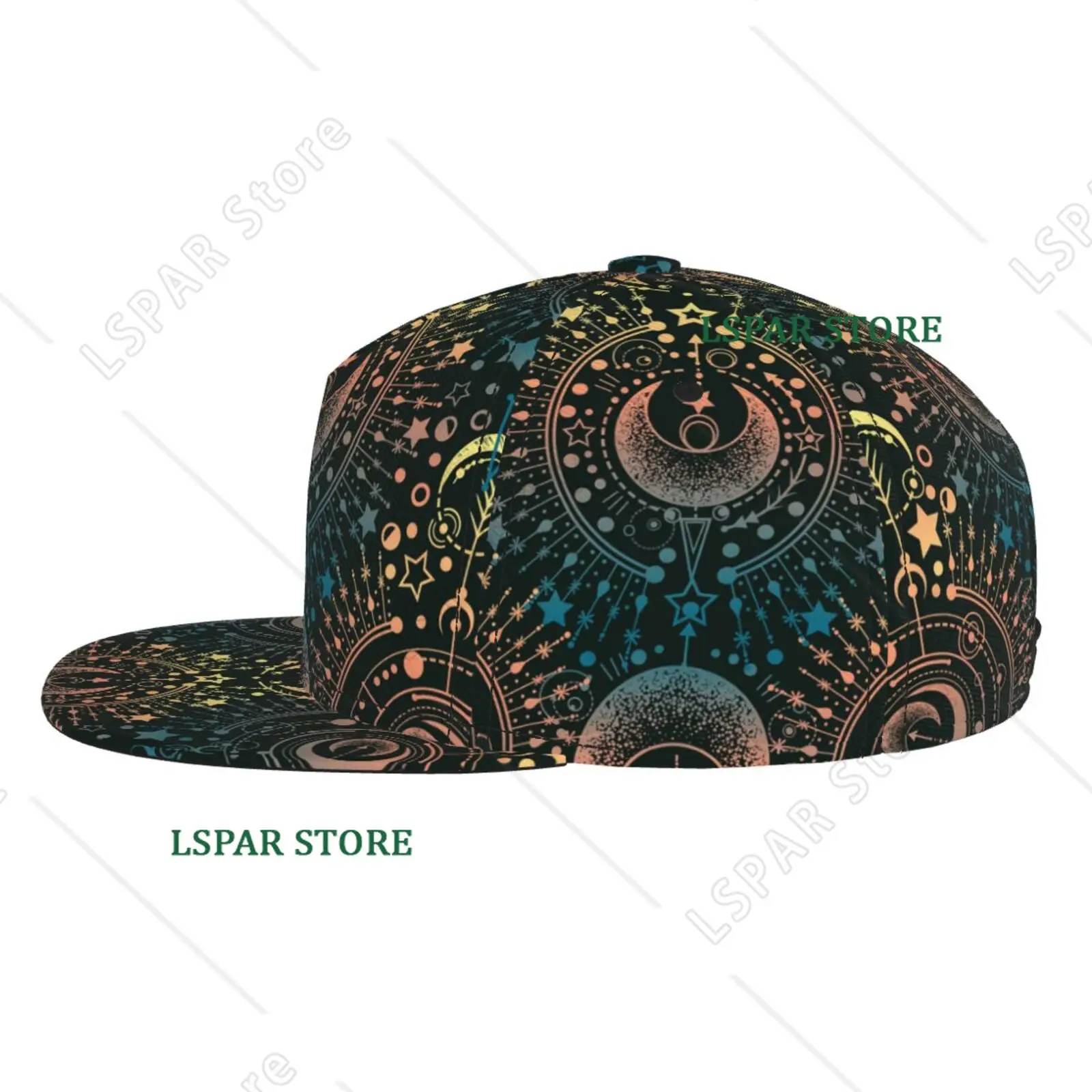 Magic Astrology Moon Stars Flat Brimmed Hat Street Skateboarding Hip Hop Hat Outdoor Leisure Sunshade Baseball Hat Universal