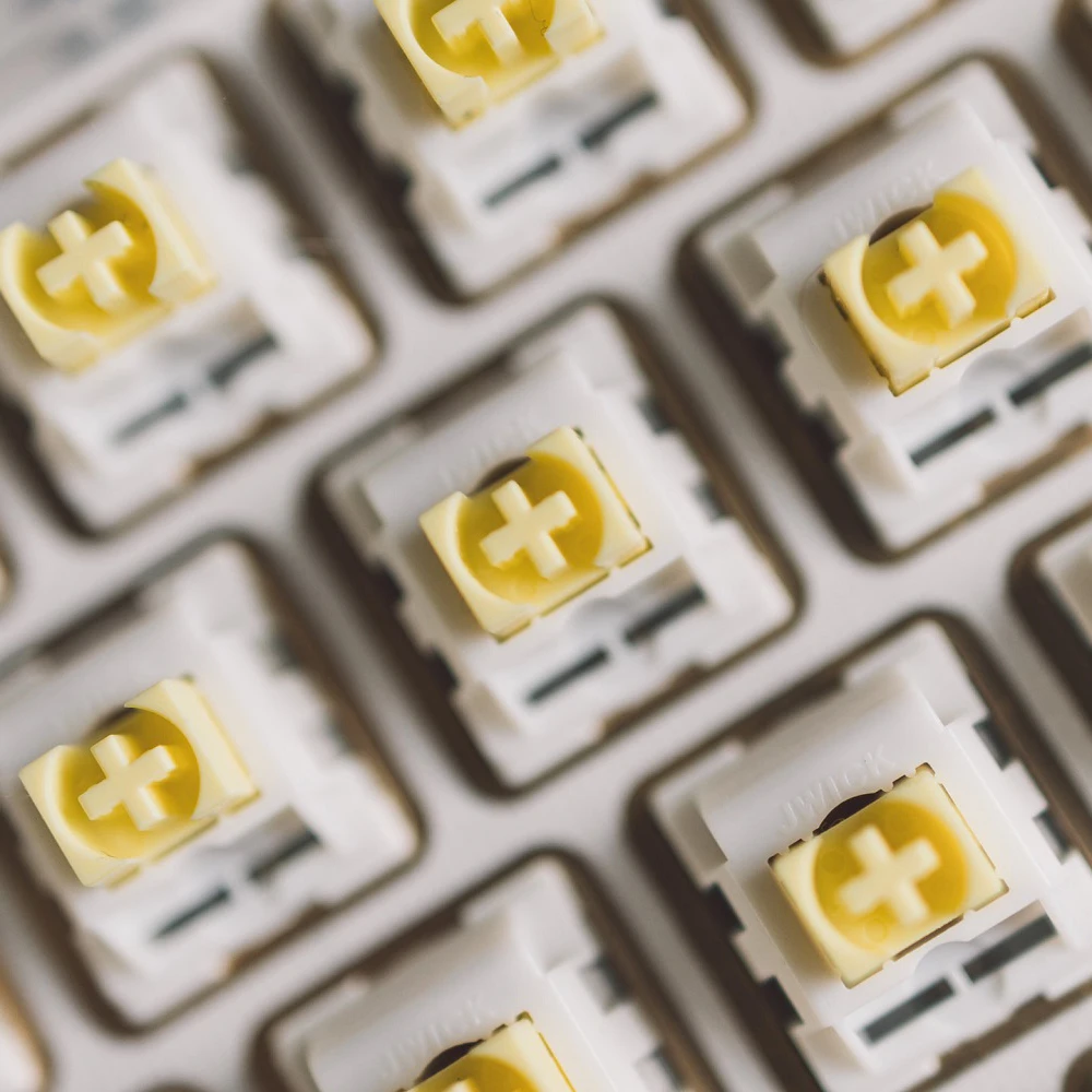 JWICK Ginger Milk Switch Turmeric Mechanical Keyboard Linear 63.5g Bottom Force 5 Pins Yellow Stem Milky House Gold Plate Spring