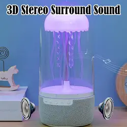 Portable Creative Color Jellyfish Lamp Bluetooth Speaker HiFi Stereo Subwoofer Speaker Smart Decorative Clock Bluetooth Speakers