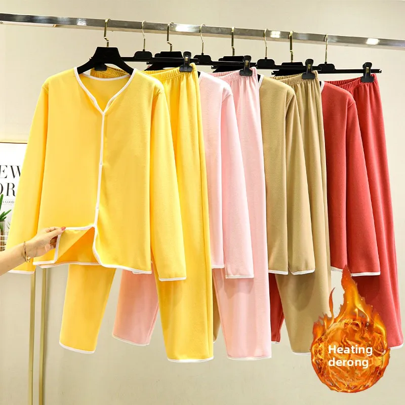 

Женский зимний комплект одежды свободного покроя, домашняя одежда, верхняя одежда, повседневный теплый комплект из двух предметов, V-Ne Long Sve, полиэстер, нейлон, смесь