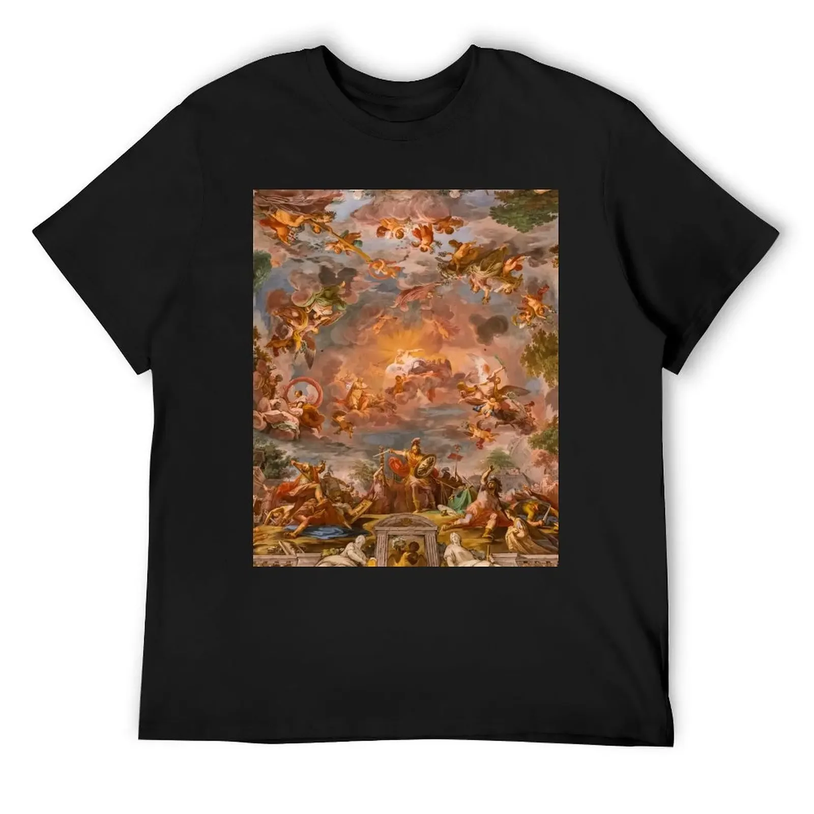 Painted ceiling fresco in Galleria Borghese in Rome, Italy T-Shirt hippie clothes blue archive t shirts for men cotton