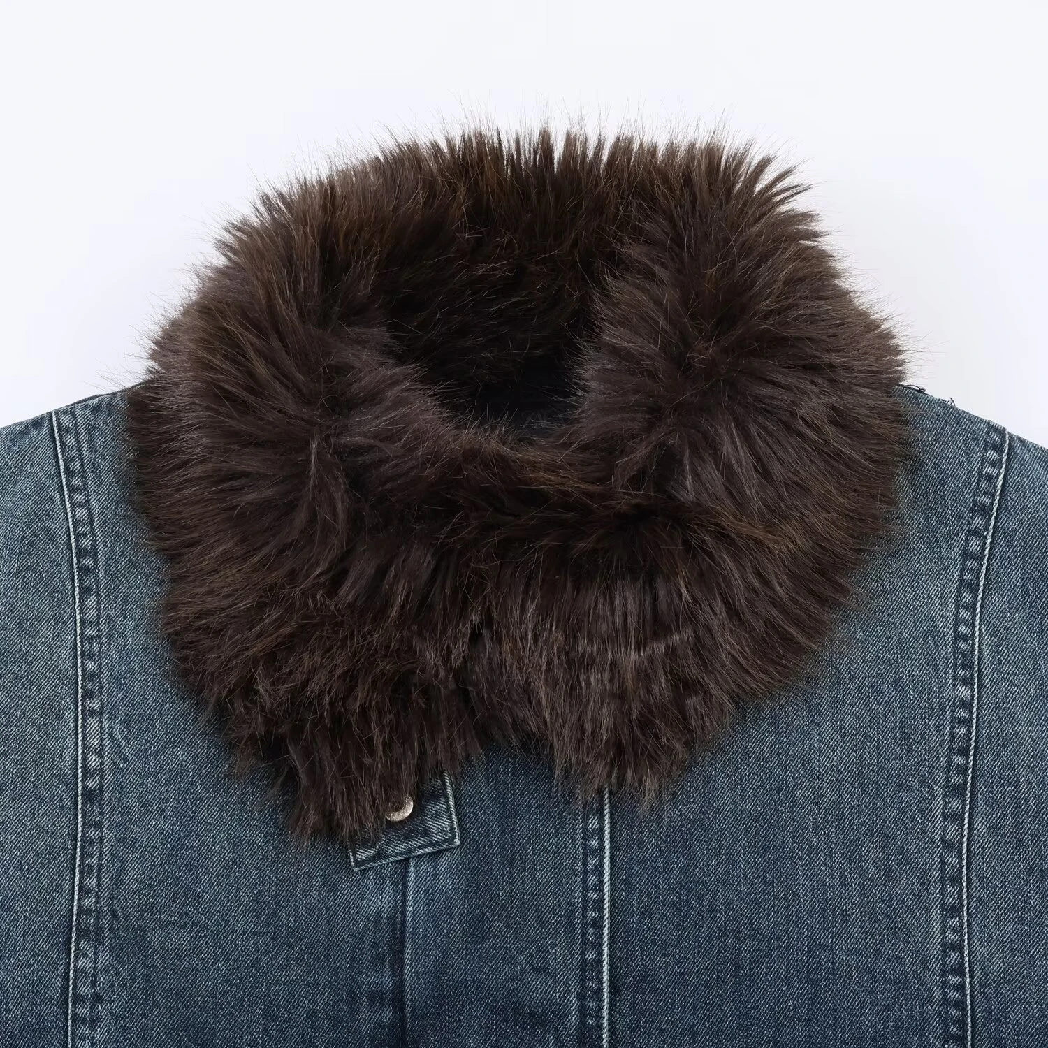 Veste de pilote en denim pour femme, style européen et américain, rétro, ample, col en fourrure, nouvelle collection hiver 2025