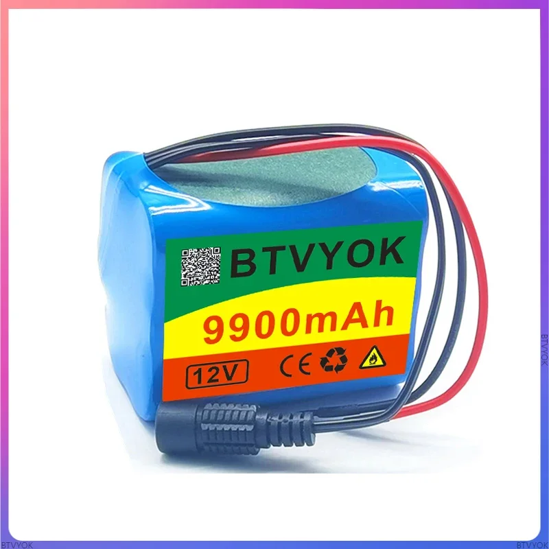 Batteries lithium rechargeables avec BMS, carte de protection, chargeur, 12V, 9900mAh, 3S2P, 18650, 9.9 Ah, Eddie ion