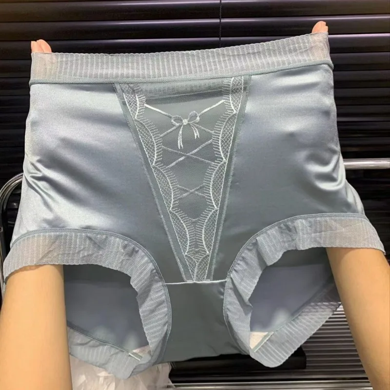 High Waist Bow Sexy Ladies Big Size Fat Mm Underwear Thin Comfortable Breathable Network Red Triangle Underwear Cotton Crotch