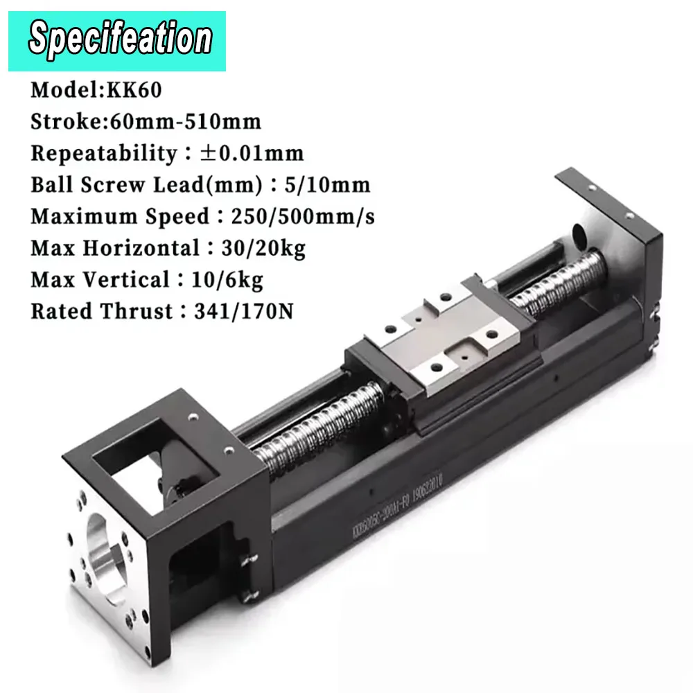 High Precision Ball Screw Sliding table KK60 Linear Moving Module 60mm-510mm Stroke Repeatability +- 0.01 Industrial Robot Guide