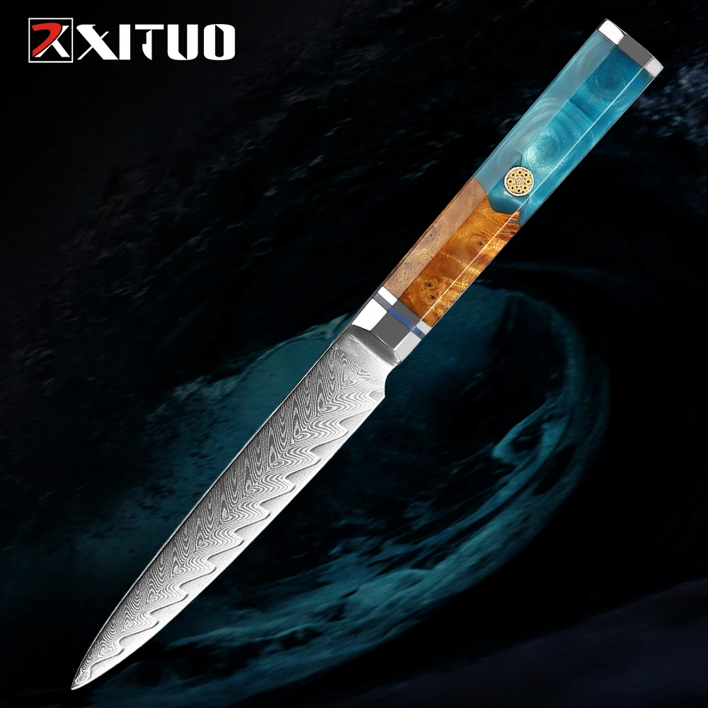 

Utility Knife 5 Inch Japanese Damascus Kitchen Petty Knife VG10 67 Layer Razor Sharp Cutting Fruit Carving Chef’s Paring Knives