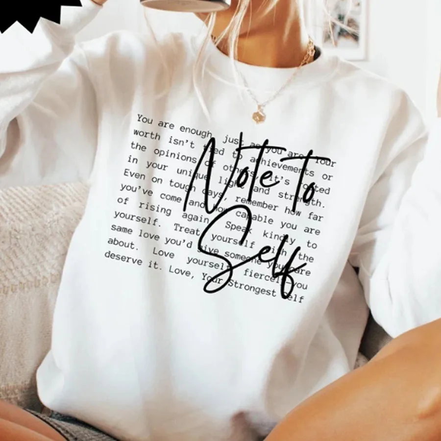 Note To Self Motivational Inspirational Self Care Iron-On Heat Transfer Sticker Decal T-shirts Sweatshirts Bag Clothing Decor