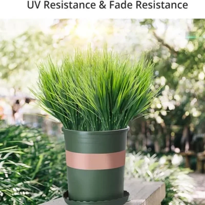 Artificial Grass Plant Adjustable Branches Fake Wheat Grass Simulated Plastic Wheatgrass Bush UV Resistant Garden Plants Ferns