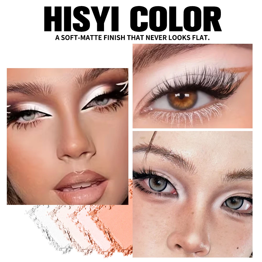 Langdurige matte highlights met oogschaduwbakje - Glanzende glitter voor natuurlijke contouren van alle huidtinten, oranje en wit