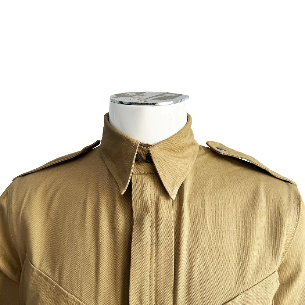 M42 Officer Jacket Paratrooper Coat Outdoor Retro WW2 with Belt Training Uniform for Men Windbreaker Zipper WWII