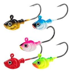 1/2pcs Fishing Jig Head Hook Saltwater Soft Lure 10g-56g Lead Swimbait Flat Jig 3D Eyes High Carbon Steel Halibut Pompano Bass