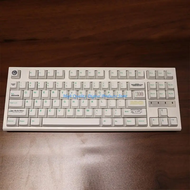 

U2JE 133Pcs PBT US Dollar Theme Keycap Dye Sublimation Cover for 61 98 104 108 Mechanical Keyboards