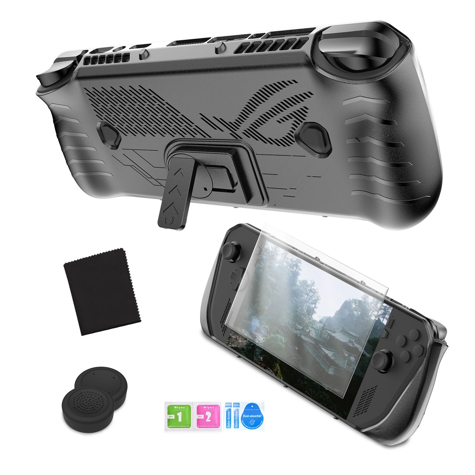 

For ROG Ally X Gaming Console TPU Case with Back Bracket Sweatproof, Slip Resistant and Drop Resistant Accessory