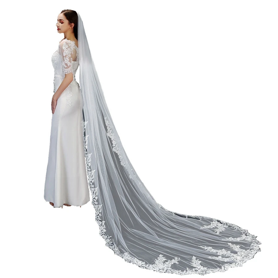 Voile de mariage cathédrale en ivoire blanc pour les patients de la mariée, accessoires de mariage sexy, nouveauté