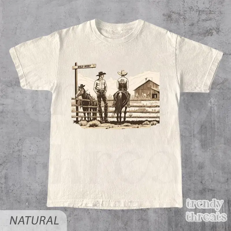 

Western Cowboy Vintage T Shirt Retro Cowboys Wild West The End Y2k Aesthetic