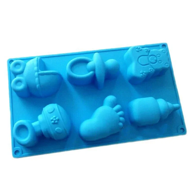 1Pc Cute Silicone Mold Footprint Bear Shape Non-toxic Soap Mould Fondant Molds Baby Shower Party Supplies Cake Decorating Tools