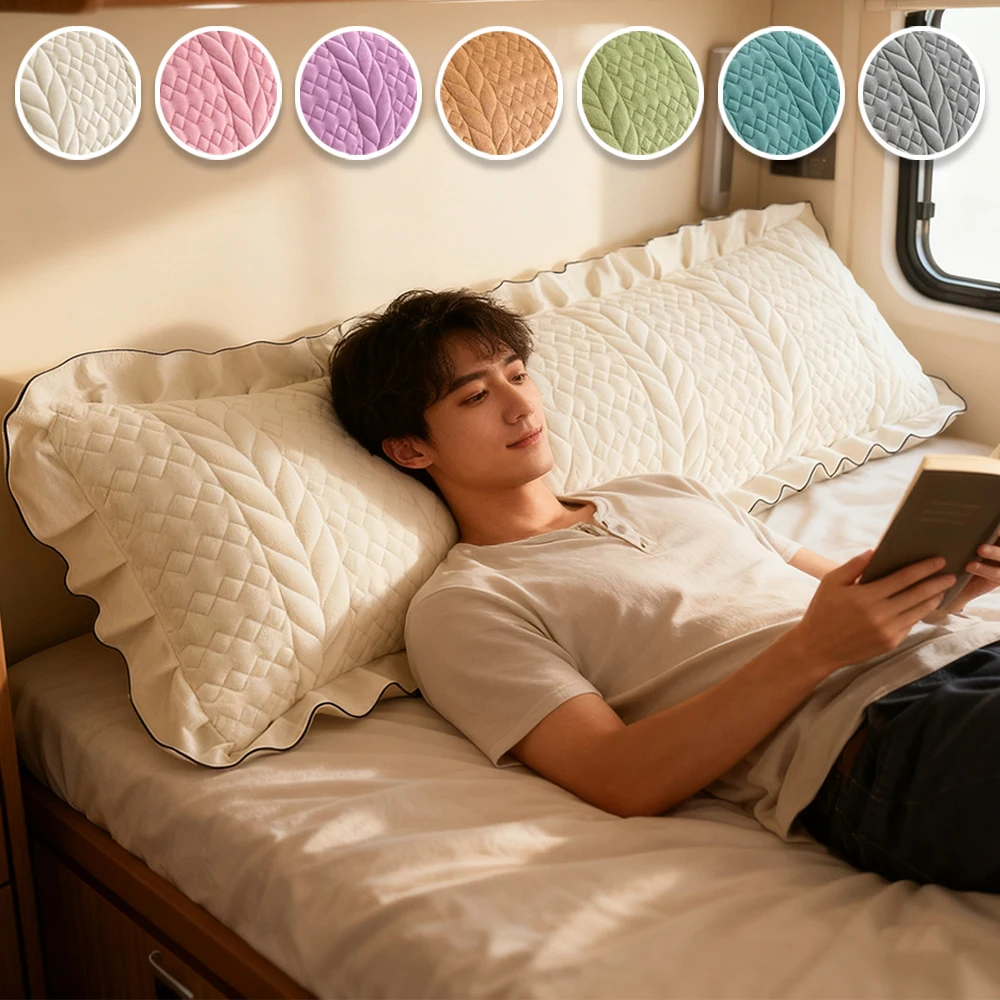 

Cotton Pillow Cover Solid Color Pillowcase with Lotus Leaf Edge, No Core Long Pillowcase, Decorative Pillow Home Bedding Textile