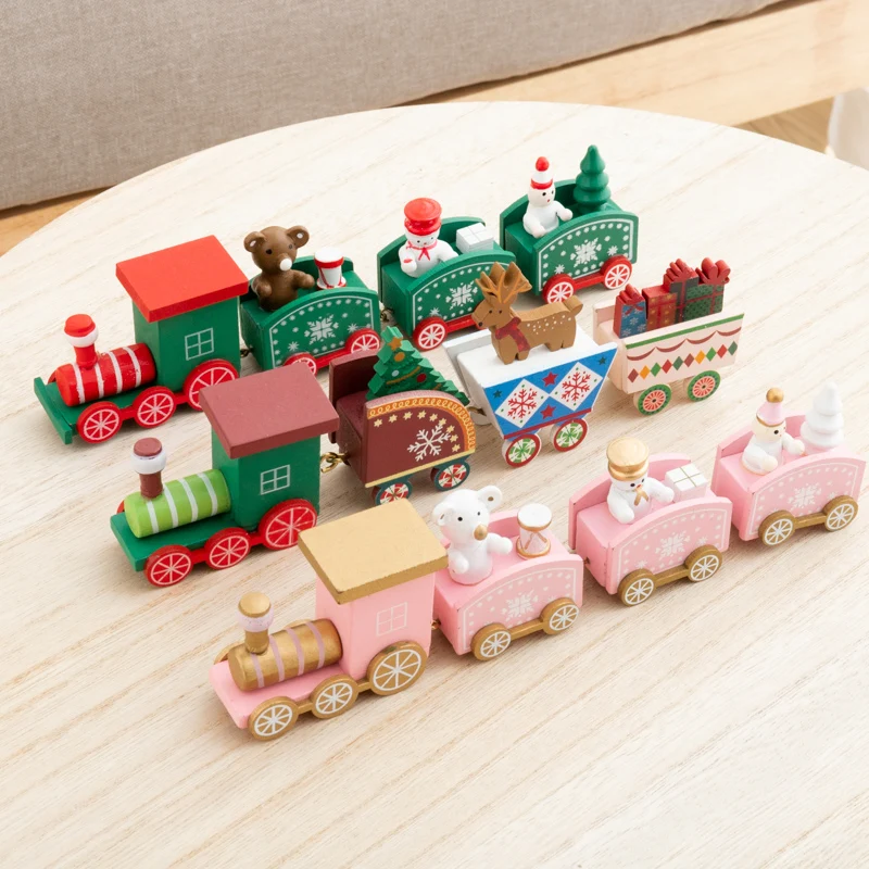Christmas Train Set Merry Christmas Decorations 2026 For Home Table Ornament Xmas Gifts Happy New Year Wooden Decor