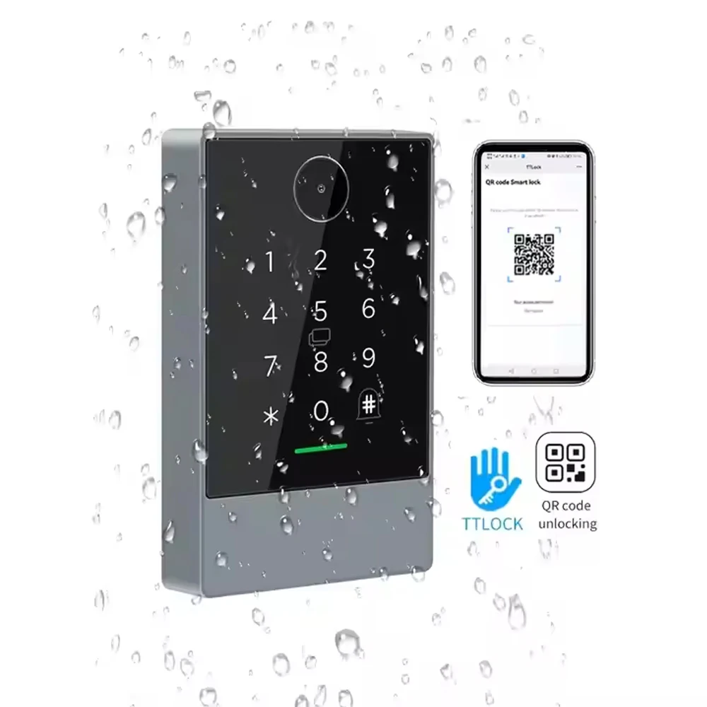 

July005 K3F Waterproof Outdoor QR Code Smart Lock RFID Keypad Access Control System Card Reader with TTlock APP Access Control
