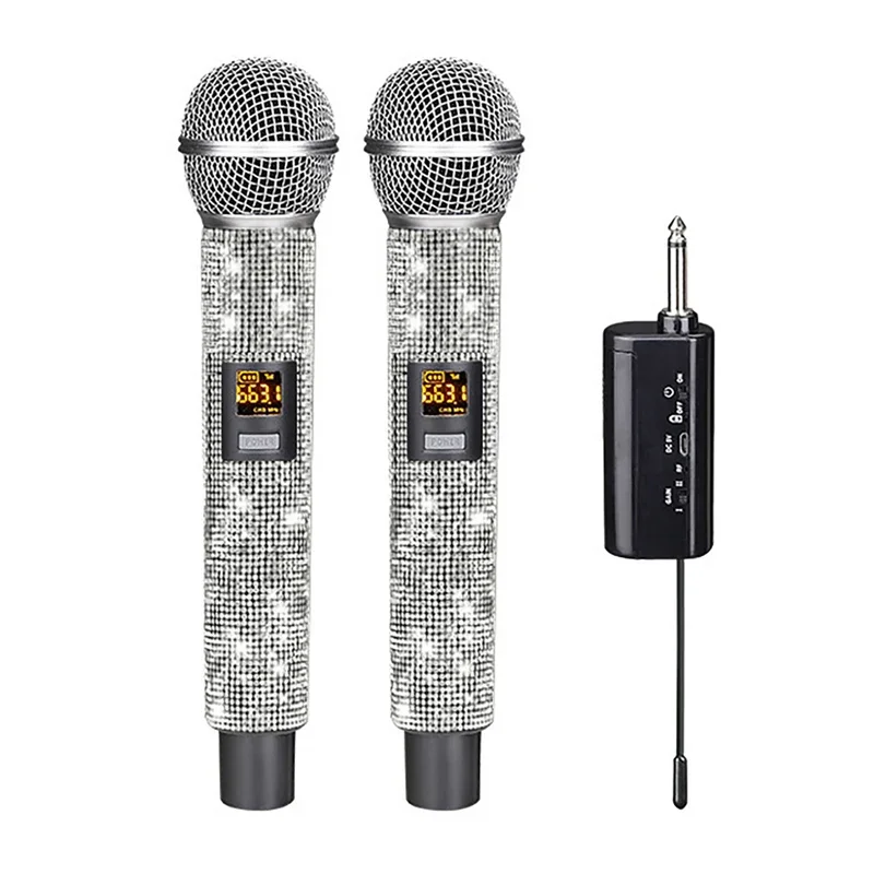 Crystal Wireless Microphone UHF Professional Handheld Microphone Condenser Mic for Karaoke Party Speech Stage Live Broadcast