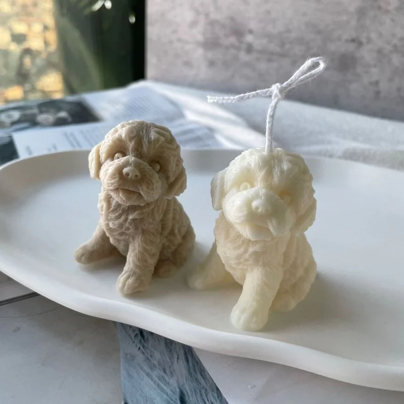 Teddy Dog Head Candle Mold Cute Animal Shape Handmade Aromatherapy Plaster Soap Silicone Mould DIY Home Decoration Tools