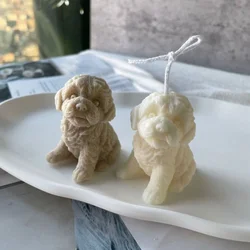 Teddy Dog Head Candle Mold Cute Animal Shape Handmade Aromatherapy Plaster Soap Silicone Mould DIY Home Decoration Tools