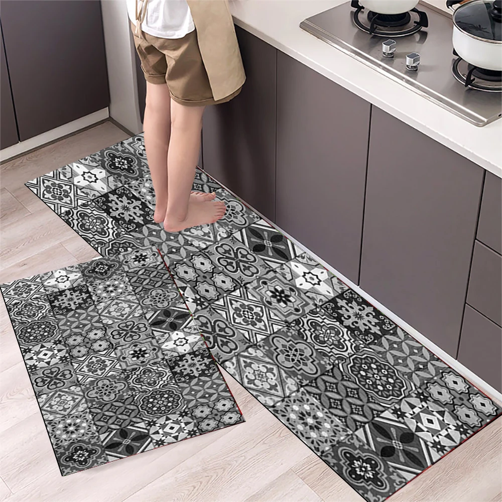 Rutschfeste Küchenmatte aus Kristallsamt, super saugfähige Fußmatten für die Küche, lange Teppiche, Badezimmer-Eingangstürmatte, Schlafzimmer, lange Teppiche – Detail 26