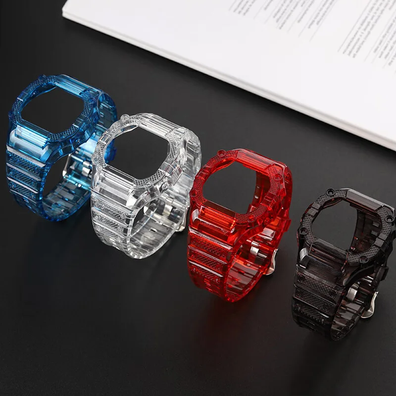 Modificado Jelly Watch Strap Set, caixa transparente, conjunto integrado para Casio pequeno bloco DW-5600 GW-M5610 Series