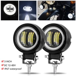 3inch LED Work Light Square Round Car Headlight Halo For Motorcycle ATV SUV 12V 24V Angel Eyes Driving Lights