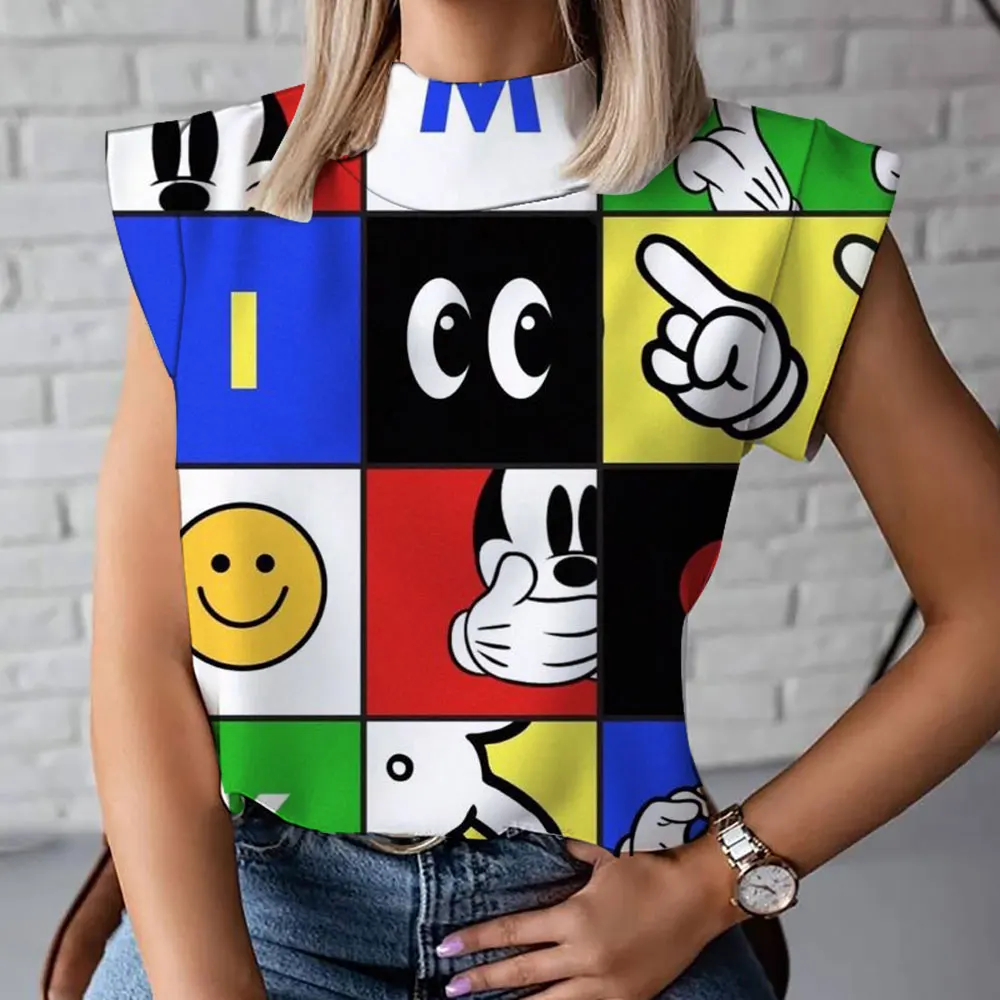 

Mickey Mouse Sleeveless T-shirt Female Summer Student Cartoon Mickey Print T-shirt Cutting Sleeve Top Loose All-match Vest 2023