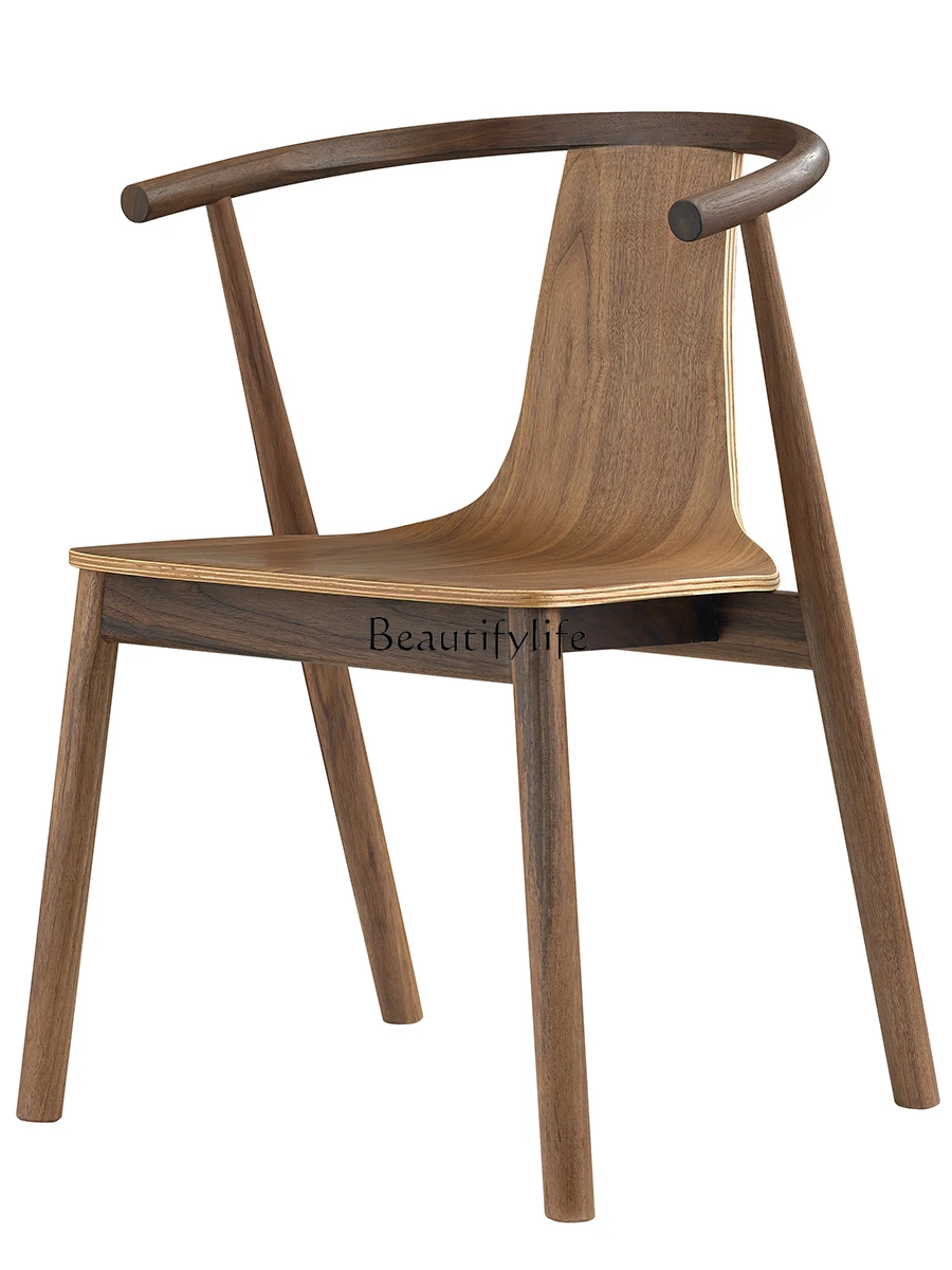 

Nordic Black Walnut Solid Wood Armchair Modern New Chinese Simple Seat