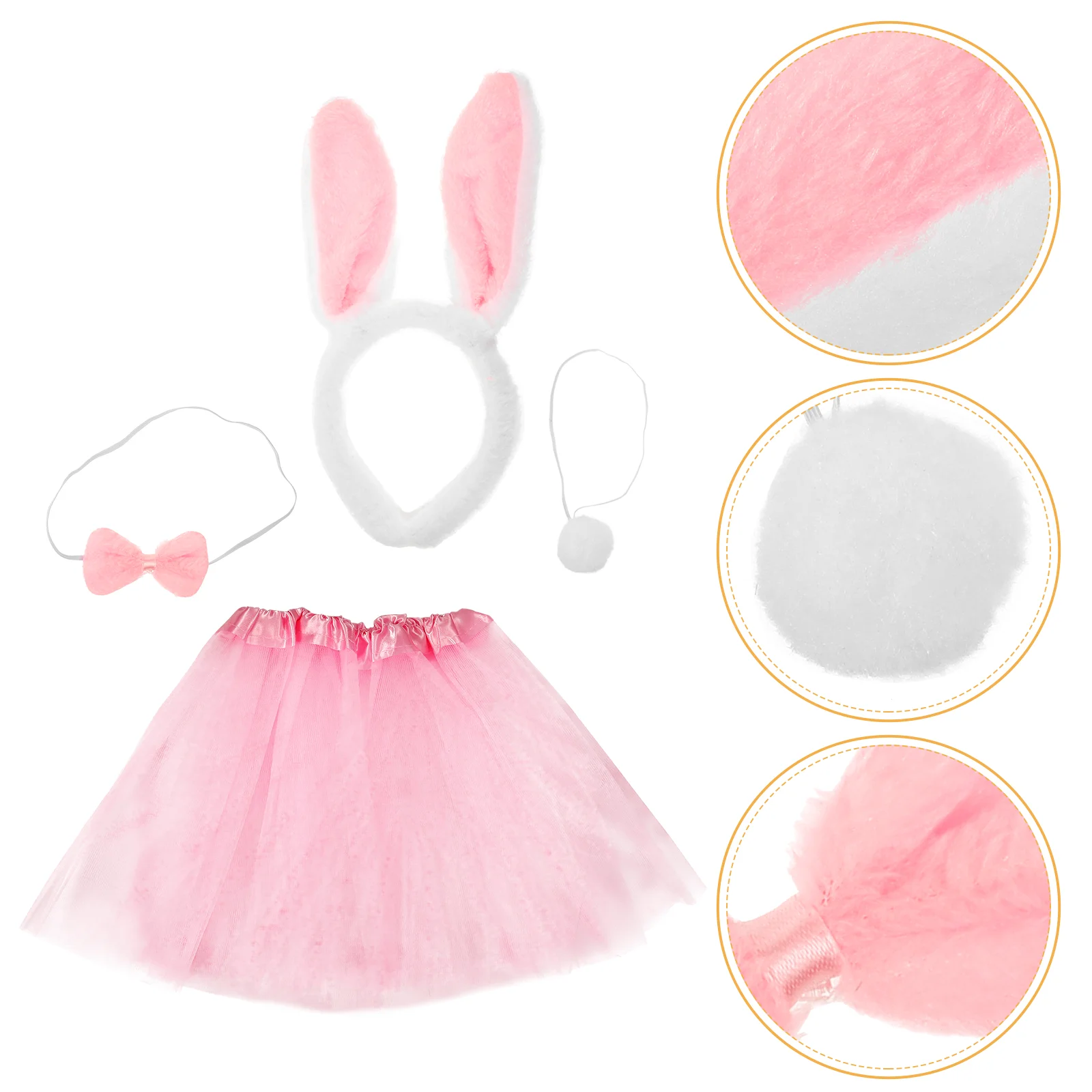 4 Pcs Rabbit Outfit Mesh Skirt for Kids Stuffed Tail Costume