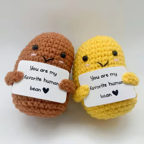 1pc Positive Bean, Positive Affirmation Gifts, Crochet Positive Bean, Funny Unique Crochet Plush Birthday Christmas Gift