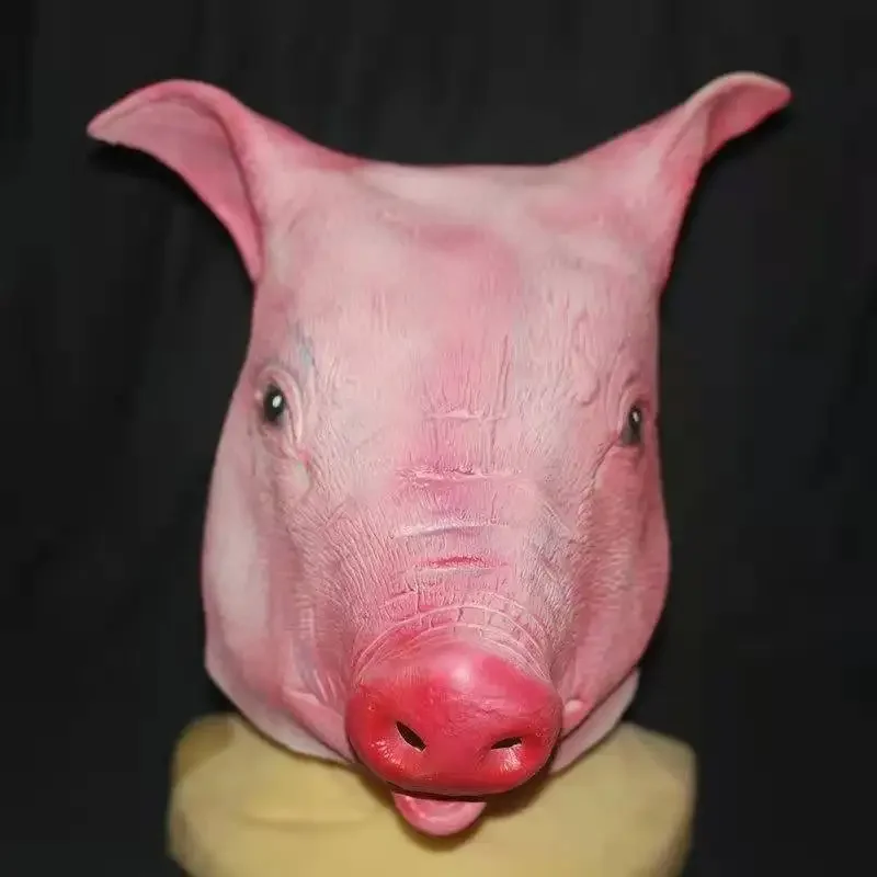

Funny Simulated Bald Pig Head Mask Halloween Dance Party Performance Props Animal Mask Headgear