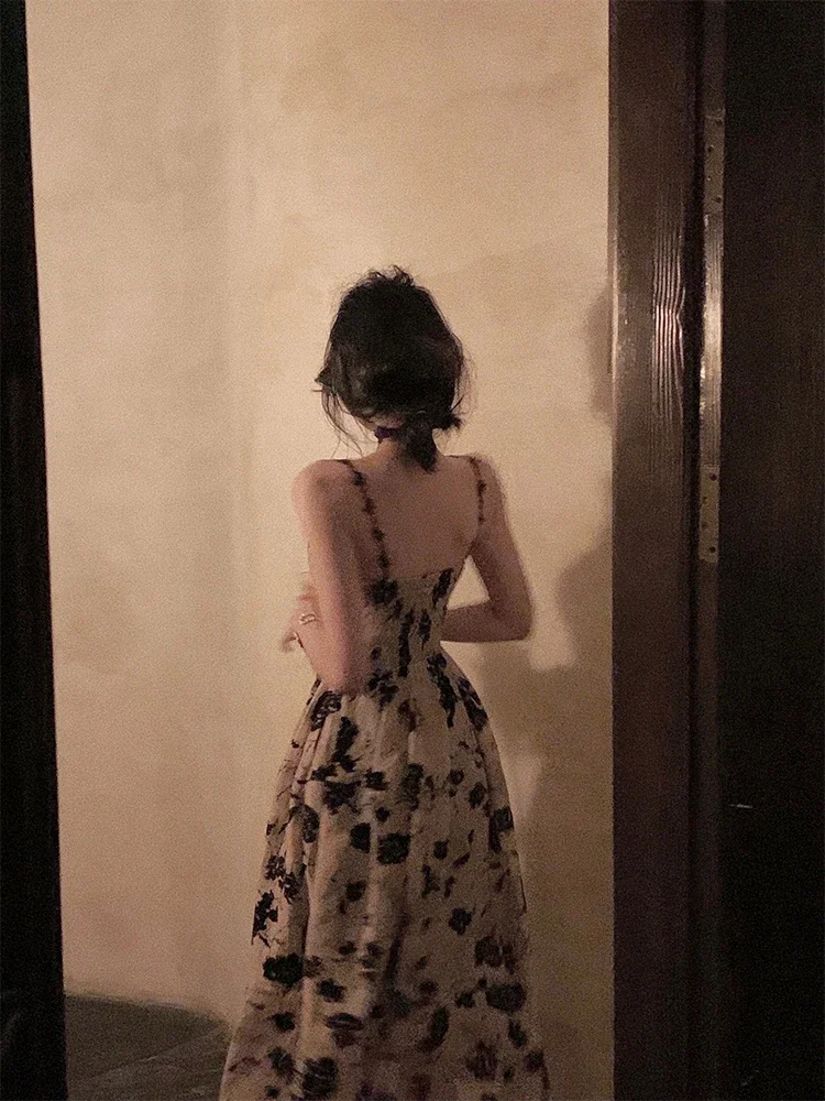 Elegantes Vintage-Abschlussball-Midikleid mit Spaghettiträgern, ärmellos, schmale Passform, figurbetontes Abend-Partykleid für Damen, modische Kleidung