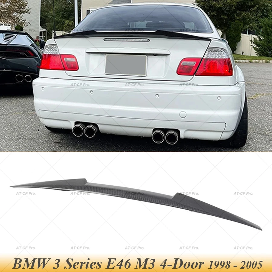 E46 Rear Spoiler Real Carbon Fiber Trunk Lip FRP Rear Boot Lid Wing Lip for BMW 3 Series E46 Base Sedan M3 4-Door 1998 - 2005