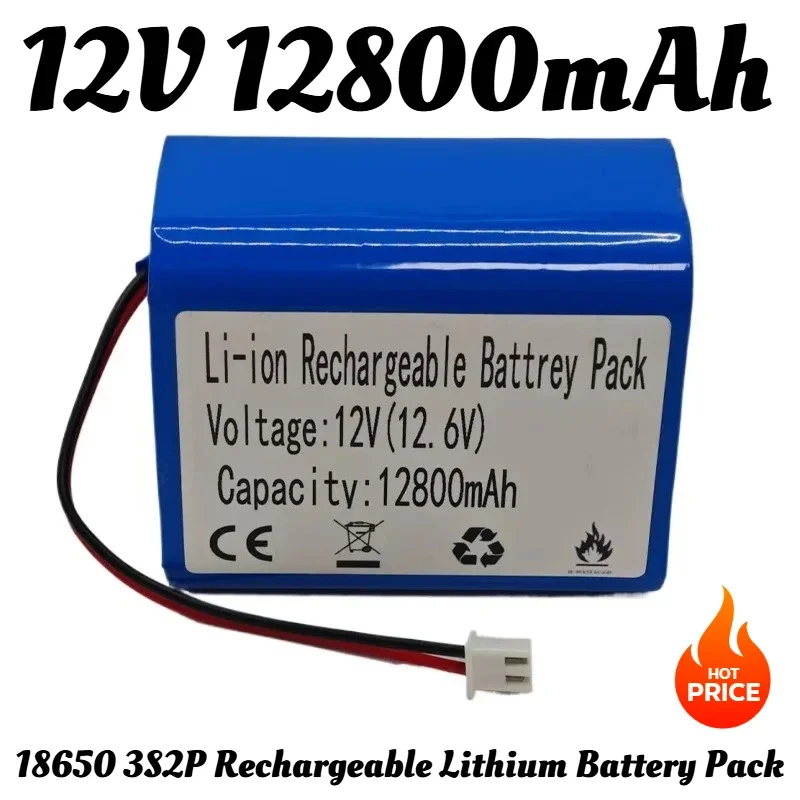 

18650 3S2P Аккумулятор 12800 мАч Аккумулятор 12 В Литиевый аккумулятор с резервным источником питания BMS Монитор видеонаблюдения Bluetooth