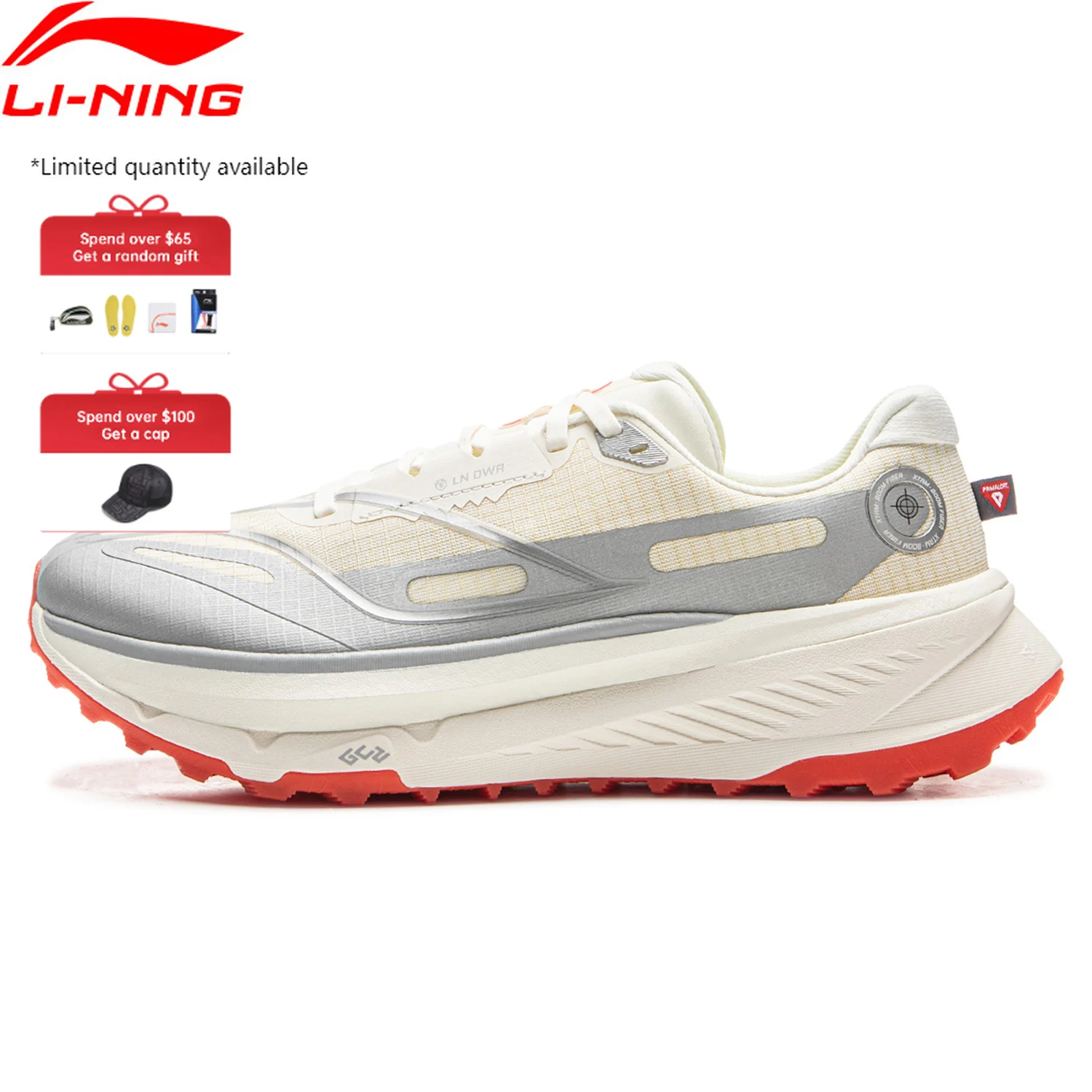 Мужские кроссовки Li-Ning DI LU 2 для бега по пересеченной местности XTRM-BOOM FIBER Cushion LN DWR, противоскользящая спортивная обувь с водоотталкивающей подкладкой ARNV009