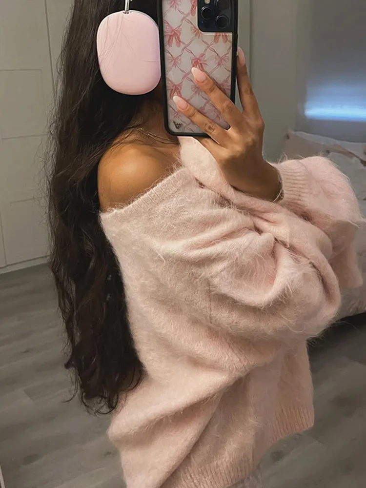 رسالة تقسم سستة محبوك سترة المرأة عادية المرقعة فضفاضة تناسب سترة ذات عنق دائرى 2025 الإناث Y2k ملابس الخريف جديد #6