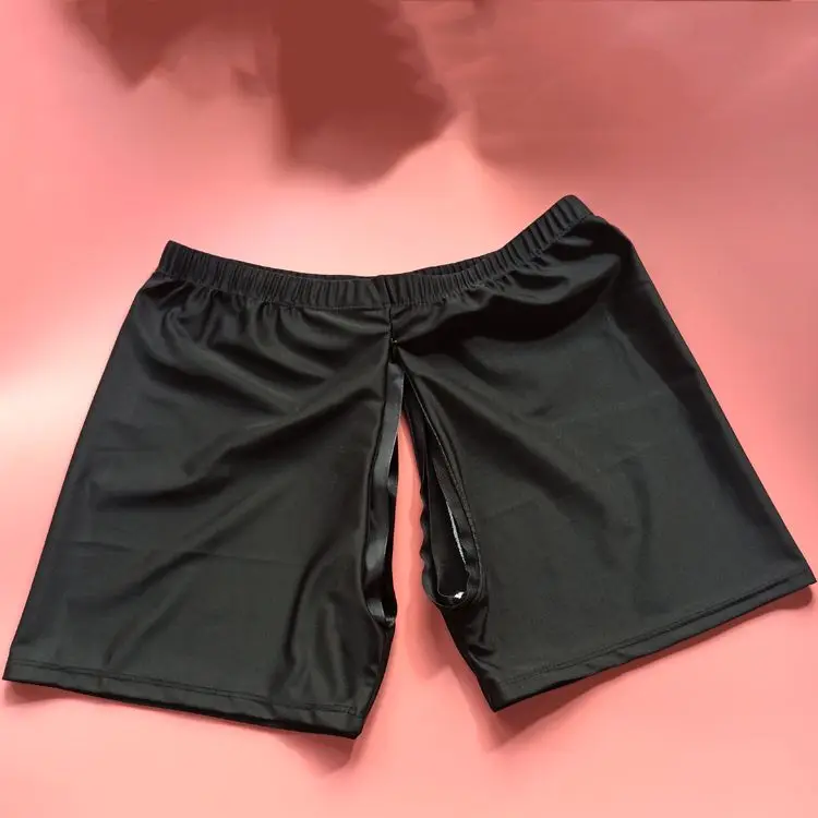 Zipper Open Crotch See Through Men's Shorts Sexy Male Plus Size  Swim Underpants Underwear