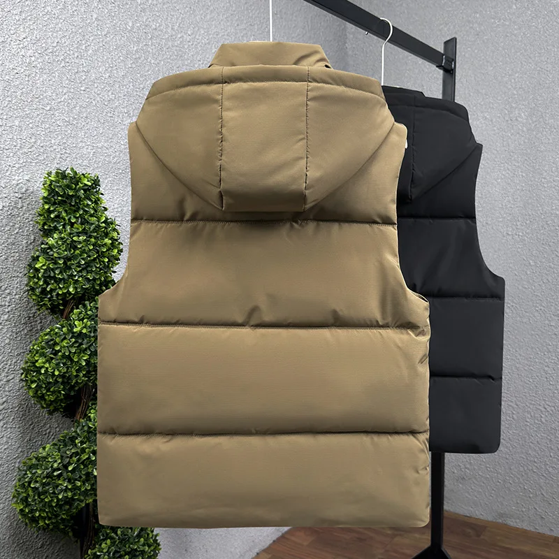 الرجال الشتاء مقنعين سترة الصلبة سميكة سترات جاكيت بلا إكمام الدافئة عادية موضة صدرية أبلى الرجال الملابس محب 5XL 2025 #2