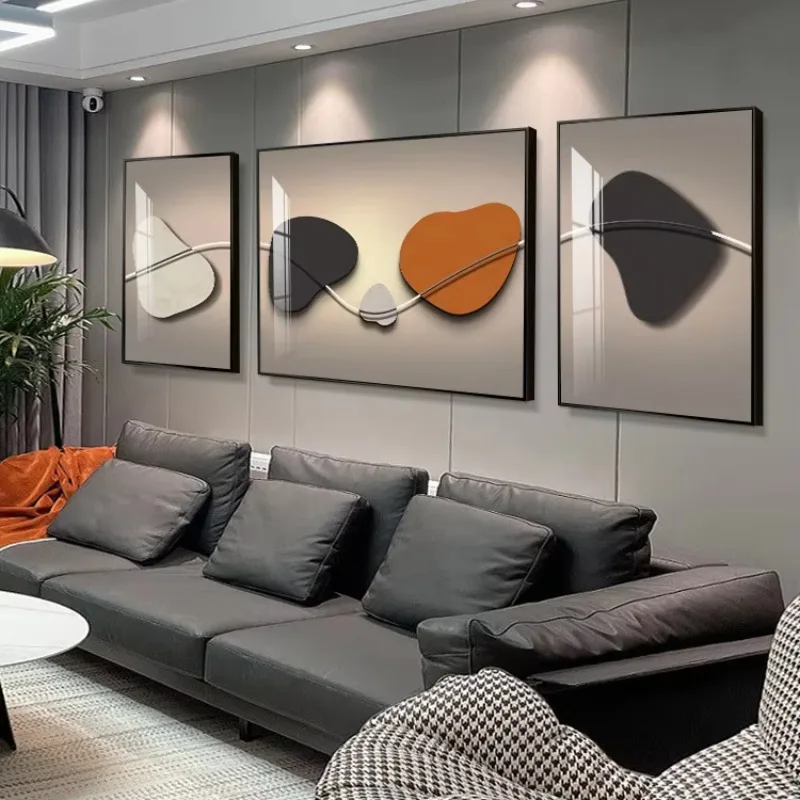 

Modern simple living room still life decorative painting lines abstract art background murals