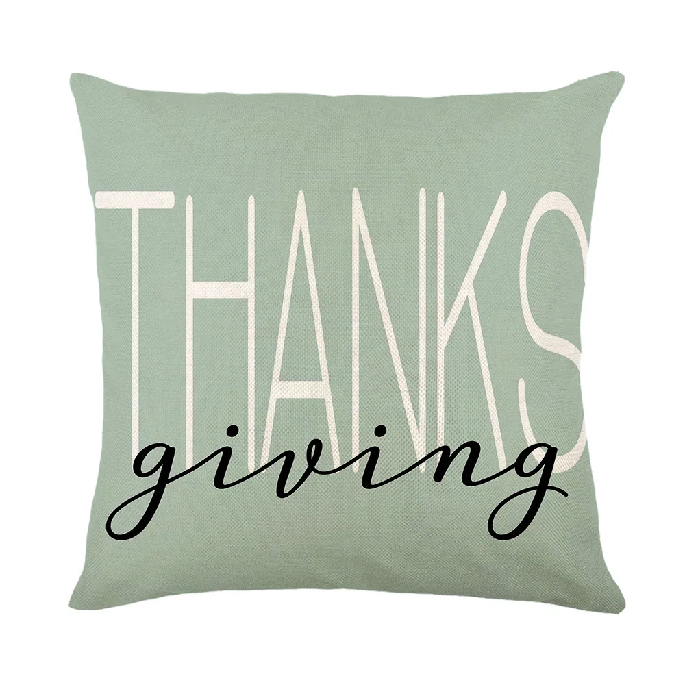 2023 Fall Thanksgiving Home Sofa Decorative Throw Pillow Covers 18x18 Inches Linen Square Pillows Cushion Cover Plaid Pillowcase