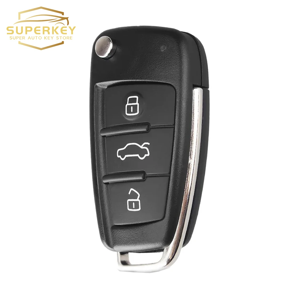 SUPERKEY Replacement 3 Button Folding Remote Flip Car Key Case Shell Fob For Audi A2 A3 A4 A6 A6L A8 Q7 TT