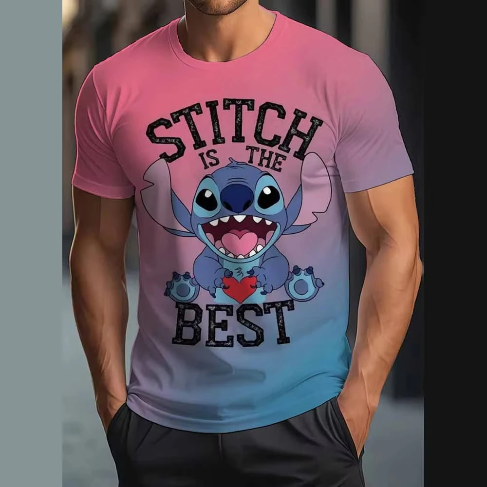 

Disney Stitch Mouse Men's and Women's 3D Printed Short Sleeved Quick Drying Breathable Casual Summer Round Neck T-shirt